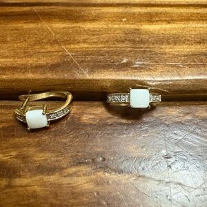 Kay Jewelers 10k Gold and White opal Earrings